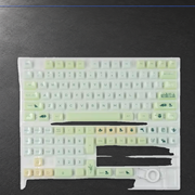 Jade Canopy green Botanical-design keycap set, full layout and additional keys shown from above.