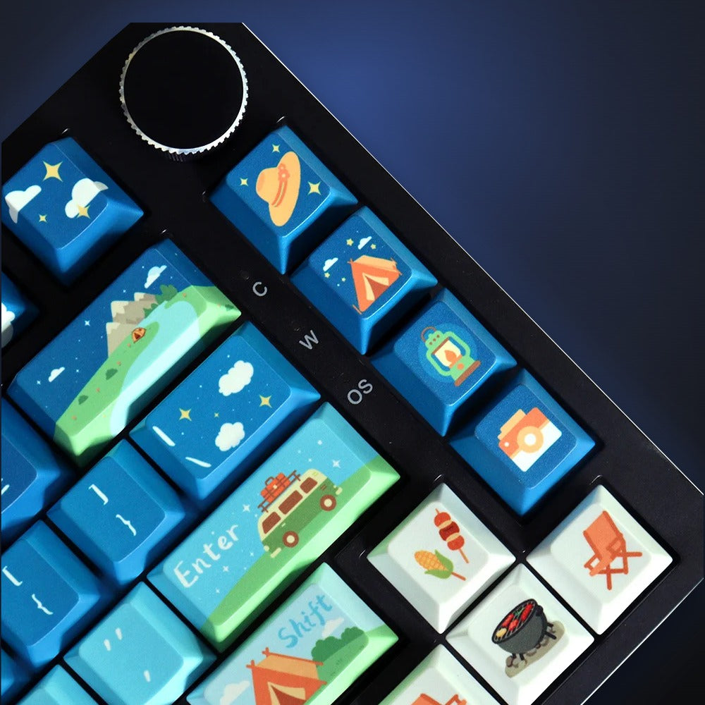 Close-up of Campfire Stars illustrated accent keys. Keyboard not included.