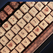 Close-up of Cocoa Bunny brown and cream alpha keys. Keyboard not included.