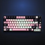 Cool Cat Club keycap set on a keyboard. Keyboard not included.