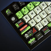 Close-up of Hazard Zone warning-style modifier keys. Keyboard not included.