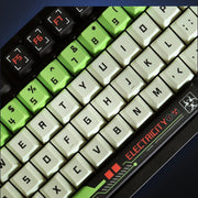 Close-up of Hazard Zone green and grey alpha keys. Keyboard not included.