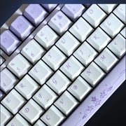 Close-up of Lilac Wings white alpha keys. Keyboard not included.