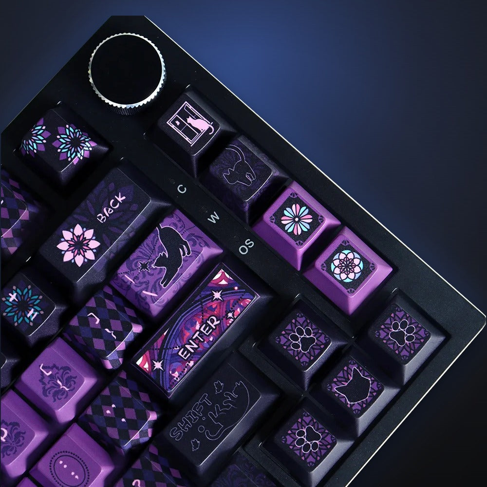 Close-up of Night Chapel black cat accent keys. Keyboard not included.