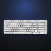 Pure White keycap set on a keyboard. Keyboard not included.
