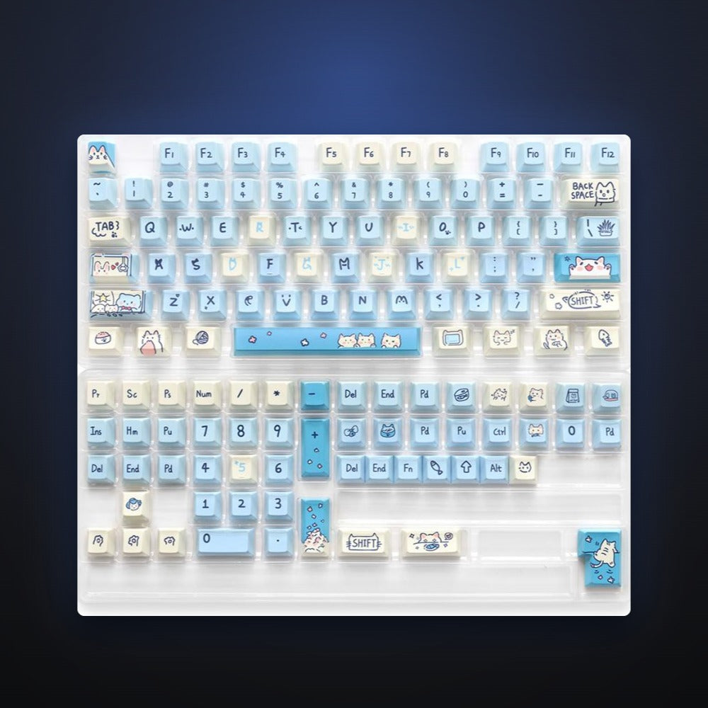 Full Sky Kitten kit showing every keycap included.