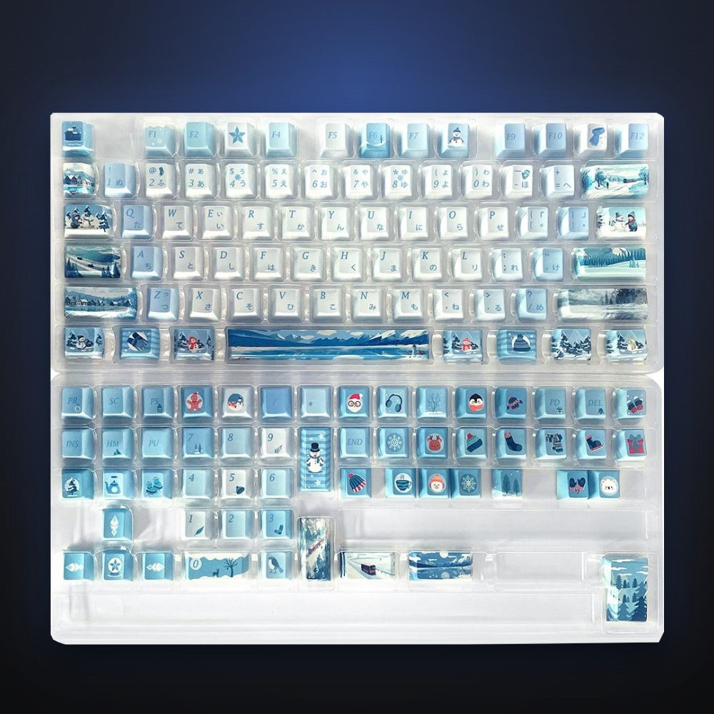 Full Snowfall Village kit showing every keycap included.
