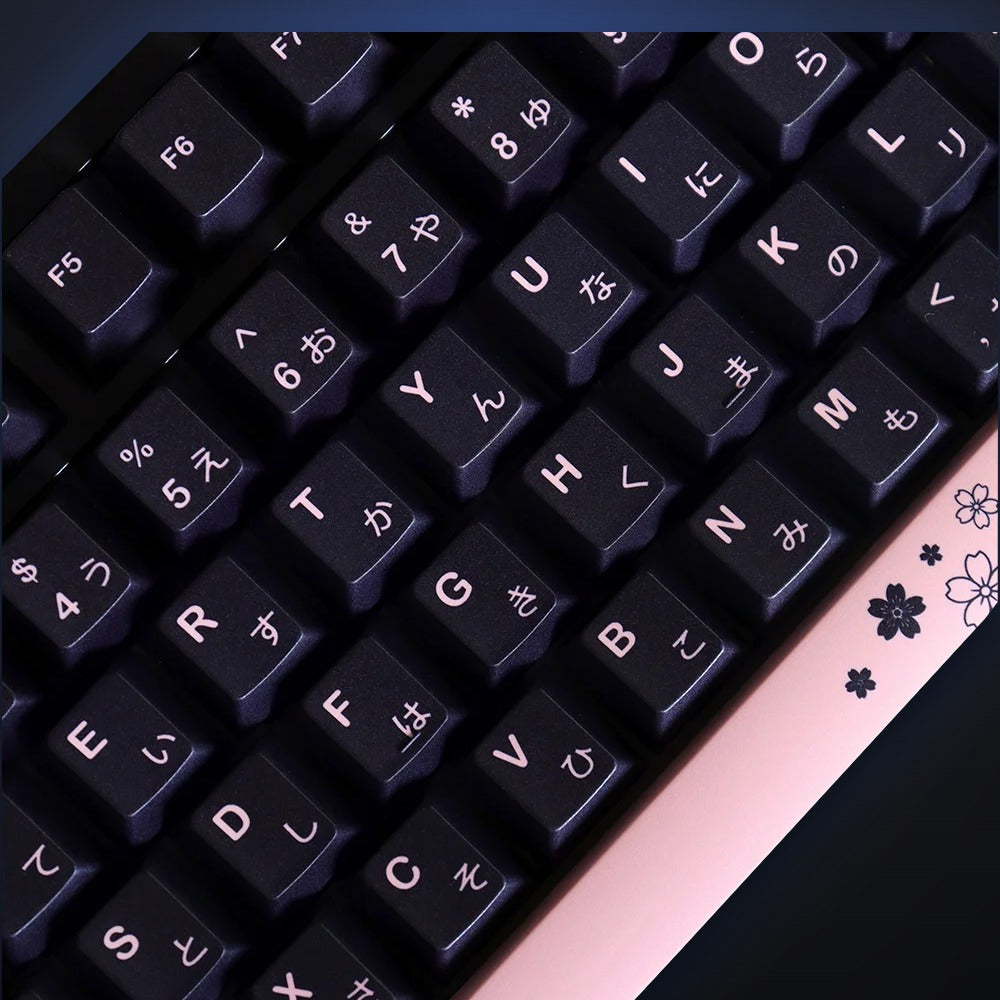 Close-up of Torii Spring alpha keys and pink spacebar. Keyboard not included.