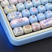 Playroom Blue keycap macro showing the bear Win key, smile Alt key and illustrated spacebar
